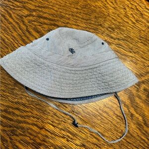 Coolibar UPF 50+ Kid's Taylor Chin Strap Hat Small/Medium- Navy Chambray